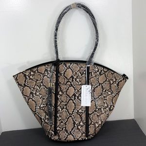 Park Ave Purse Brown Black Animal Print NWT Tote Large Bag